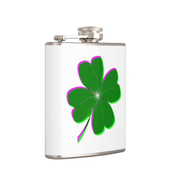 Glowing Four Leaf Clover Hip Flask (Right)