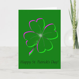 Glowing Four Leaf Clover Holiday Card