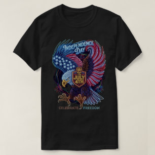 Glowing Freedom Eagle: Electric July 4th Art T-Shirt