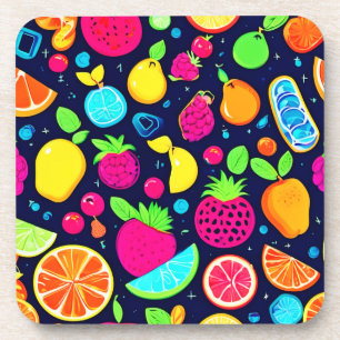 Glowing Fruit Mosaic Design Coaster