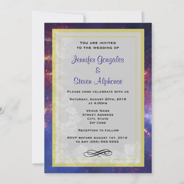 Glowing Galaxy in Outer Space Wedding Invitation (Front)