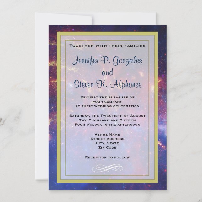 Glowing Galaxy in Outer Space Wedding Invitation (Front)