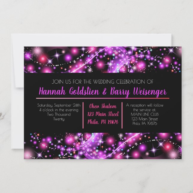 GLOWING GALAXY PINK Wedding Invitation (Front)