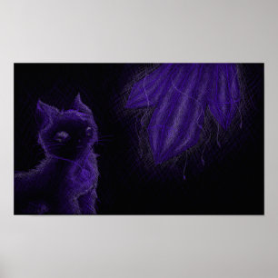 Glowing gems purple cat poster