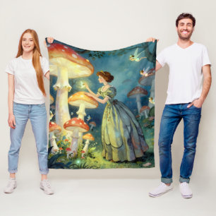 Glowing giant mushroom garden fleece blanket