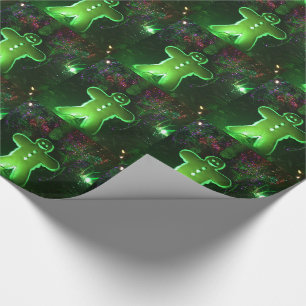 Glowing Gingerbread Men and Lighted Trees Wrapping Paper
