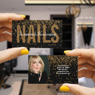 Glowing Gold Glitter Over Black Custom Photograph Business Card