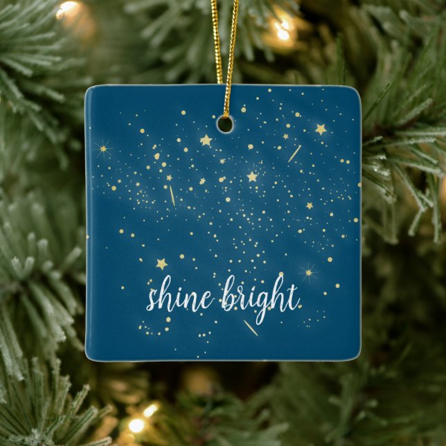 Glowing Gold Stars Ceramic Ornament (Tree)