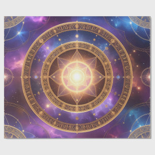Glowing Golden Cosmic Chart Gift Wrap