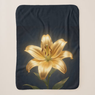 Glowing golden lily flower sherpa blanket