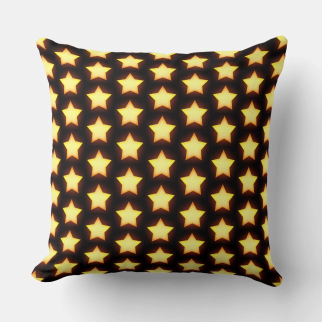 Glowing Golden Star Pattern Cushion (Front)