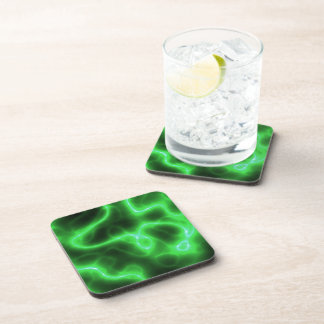 Glowing Green Abstract Electricity Coaster
