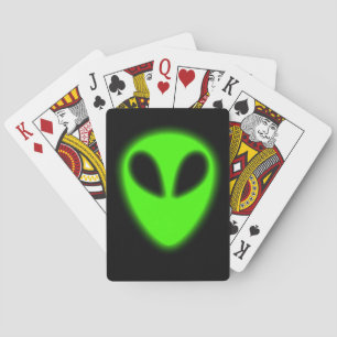 Glowing Green Alien Playing Cards