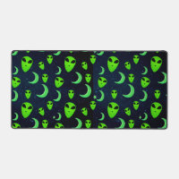 Glowing Green Aliens and Crescent Moons and Stars