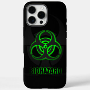 Glowing Green Biohazard Symbol iPhone 16 Pro Max Case
