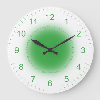 Glowing Green on White Large Clock