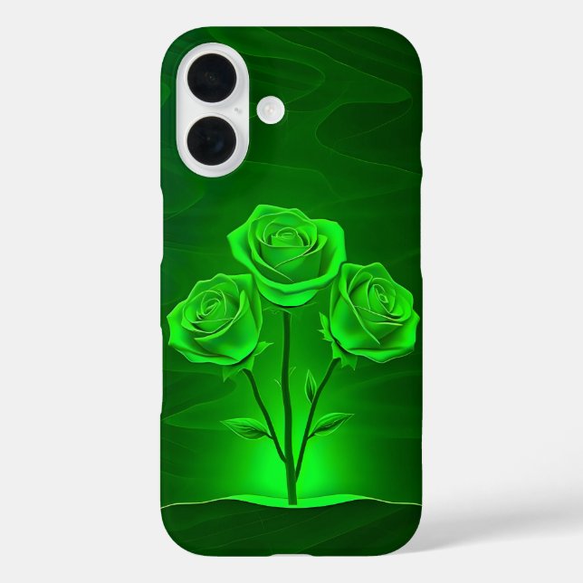 Glowing Green Roses Art iPhone Case (Back)