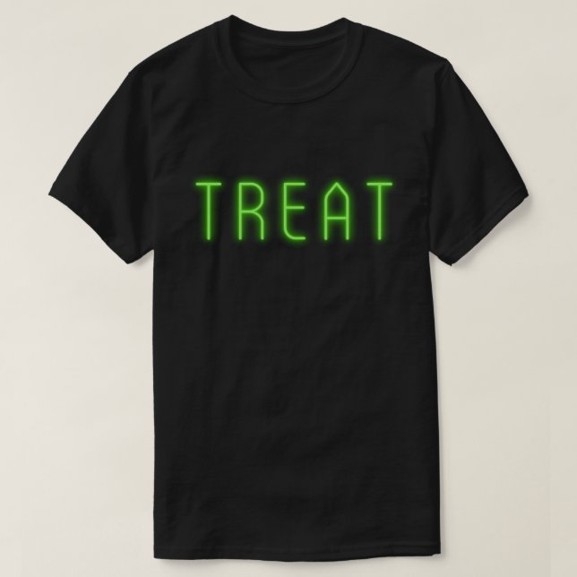 Glowing Green Treat Halloween T-Shirt (Design Front)