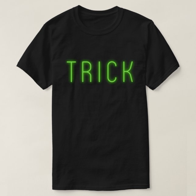 Glowing Green Trick Halloween T-Shirt (Design Front)