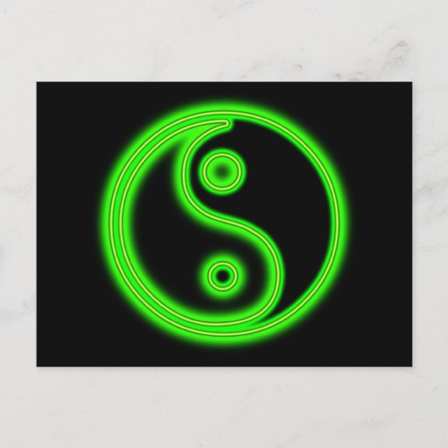 Glowing Green Yin Yang Postcard (Front)