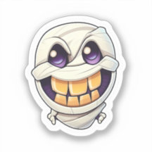 Glowing Grins: Smiling Halloween Mummy Stickers