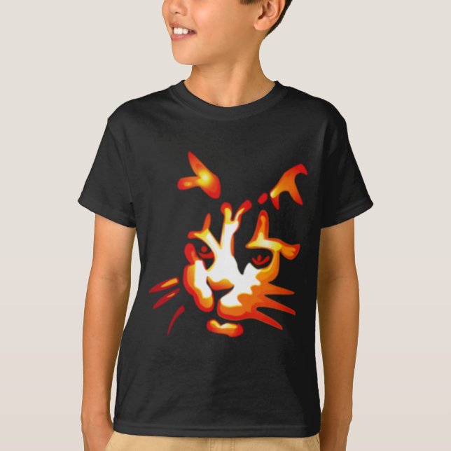 Glowing Halloween Cat Face T-Shirt (Front)