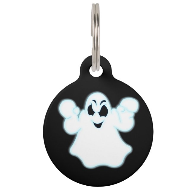 Glowing Halloween Ghost Pet Tag (Front)