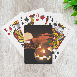Glowing Halloween Pumpkin Playing Cards