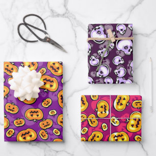 Glowing Halloween Wrapping Paper Sheet