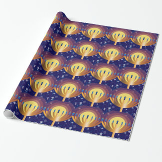 Glowing Hanukkah Menorah Wrapping Paper