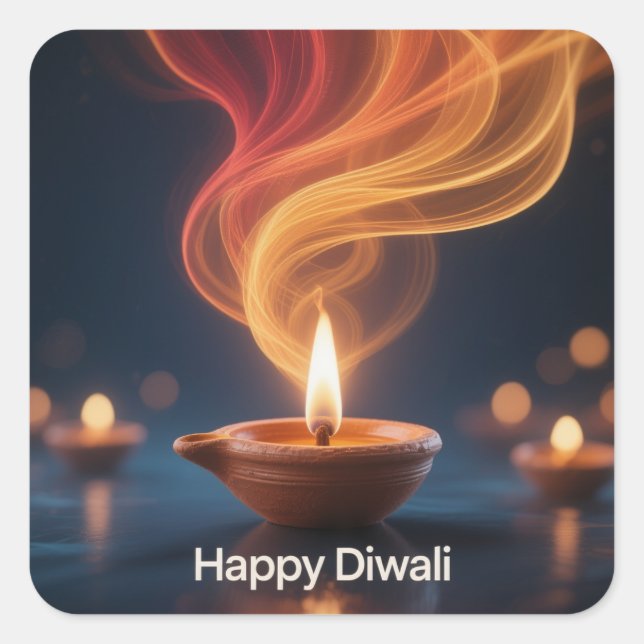Glowing Happy Diwali Diya Sticker Design (Front)