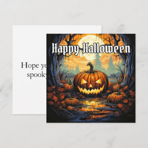 Glowing Happy Halloween Pumpkin Card