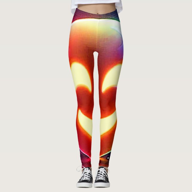 Glowing Happy Orb Emoji Leggings (Front)