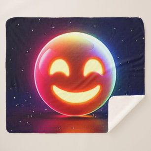 Glowing Happy Orb Emoji Sherpa Blanket
