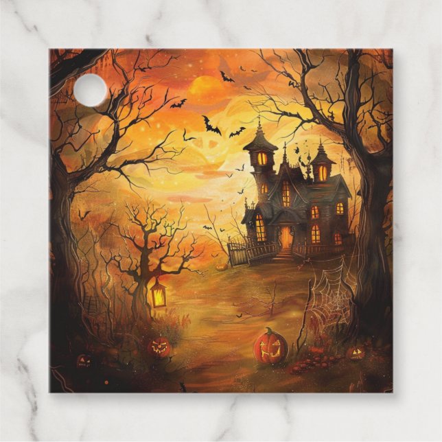 Glowing Haunted Mansion Halloween Favour Tags (Front)