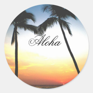 Glowing Hawaii Sunset Classic Round Sticker