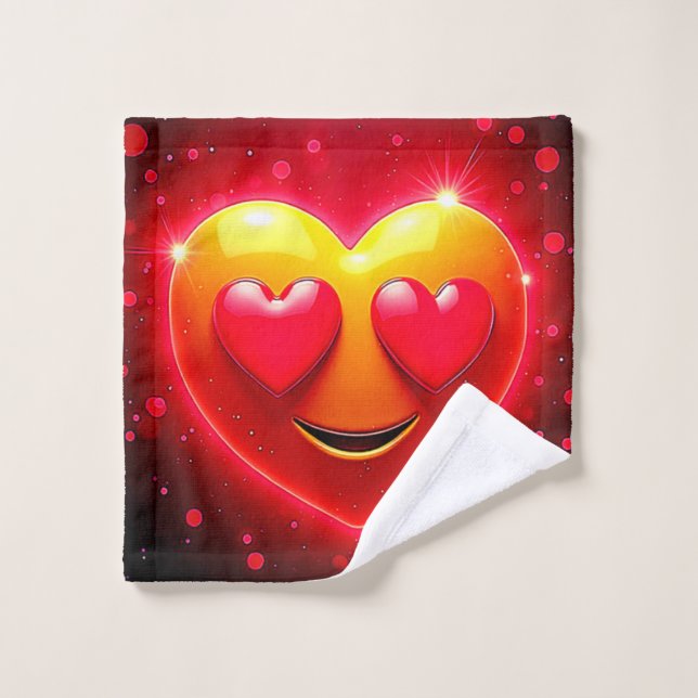 Glowing Heart Eyes Emotion Bath Towel Set (Wash Cloth)