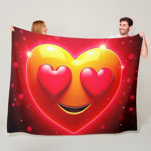 Glowing Heart Eyes Emotion Fleece Blanket (In Situ)
