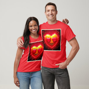 Glowing Heart Eyes Emotion T-Shirt