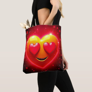 Glowing Heart Eyes Emotion Tote Bag