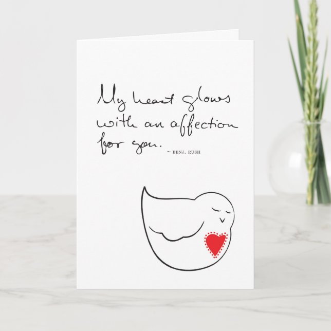 Glowing Heart Lovebird Valentine Holiday Card (Front)
