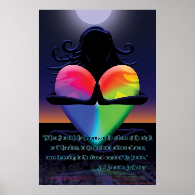 Glowing Heart Namaste pose Poster (Front)