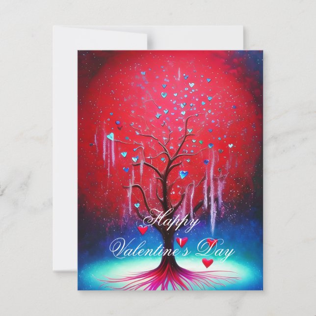Glowing heart tree valentine  holiday card (Front)