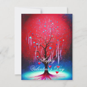 Glowing heart tree valentine  holiday card