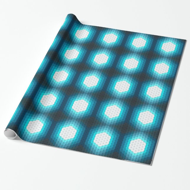 Glowing Hexagon Geometric Pattern Wrapping Paper (Unrolled)