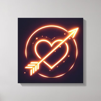 glowing image of a heart with cupid's arrow canvas print