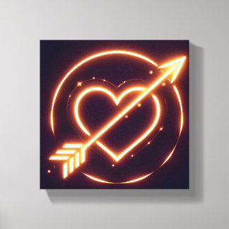 glowing image of a heart with cupid's arrow canvas print