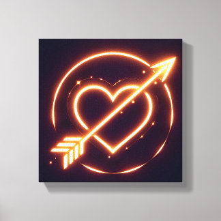 glowing image of a heart with cupid's arrow canvas print