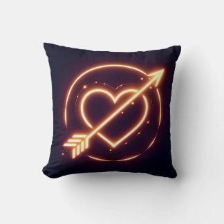 glowing image of a heart with cupid's arrow cushion