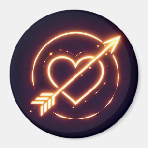 glowing image of a heart with cupid's arrow magnet